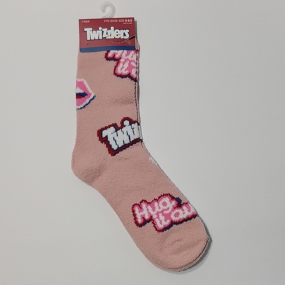 Twizzlers Women's Pink Candy Graphic Print Slipper Socks Fits Shoe Size 5-9.5